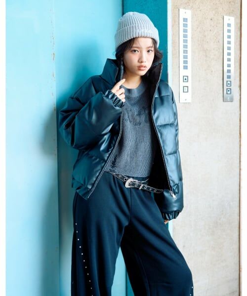 Lovetoxic / ラブトキシック ブルゾン | 合皮パフィブルゾン（黒）