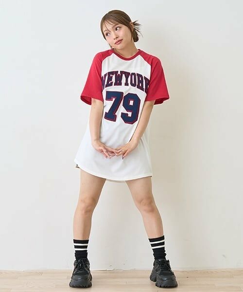 Lovetoxic / ラブトキシック ミニ丈・ひざ丈ワンピース | 【LTXC】【GOODPRICE】【吸水速乾/さらさら】ラグランルーズワンピ（赤）