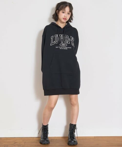 Lovetoxic / ラブトキシック ミニ丈・ひざ丈ワンピース | ルーズパーカワンピース | 詳細16