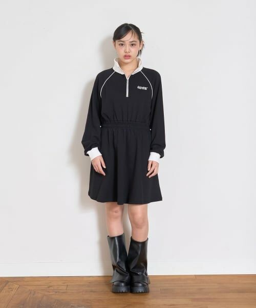 Lovetoxic / ラブトキシック ミニ丈・ひざ丈ワンピース | 長袖トラックワンピース（黒）