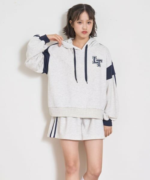 Lovetoxic / ラブトキシック パーカー | 【LTXC】長袖ラインパーカSETUP（シロ杢）