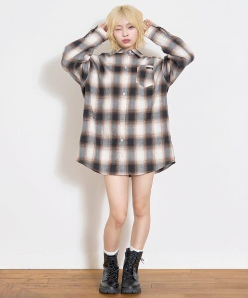 Lovetoxic / ラブトキシック ミニ丈・ひざ丈ワンピース | 【LTXC】【綿100％】チェックルーズシャツワンピース | 詳細2