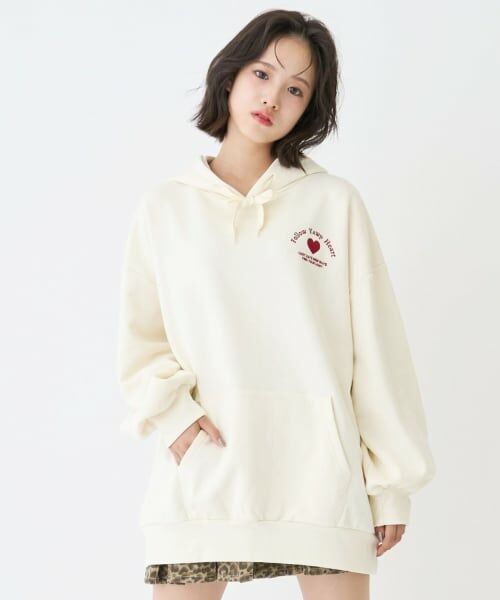 Lovetoxic / ラブトキシック ミニ丈・ひざ丈ワンピース | 【LTXC】【綿100％】バックロゴチュニックパーカ（アイボリー）