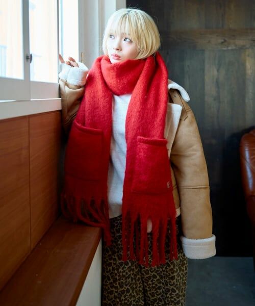 Lovetoxic / ラブトキシック マフラー・ショール・スヌード・ストール | 【LTXC】ボリュームマフラー（赤）