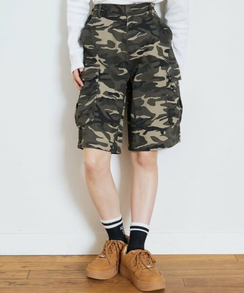 Lovetoxic / ラブトキシック ショート・ハーフ・半端丈パンツ | 【LTXC】カモフラ柄ハーフカーゴパンツ（カーキ）