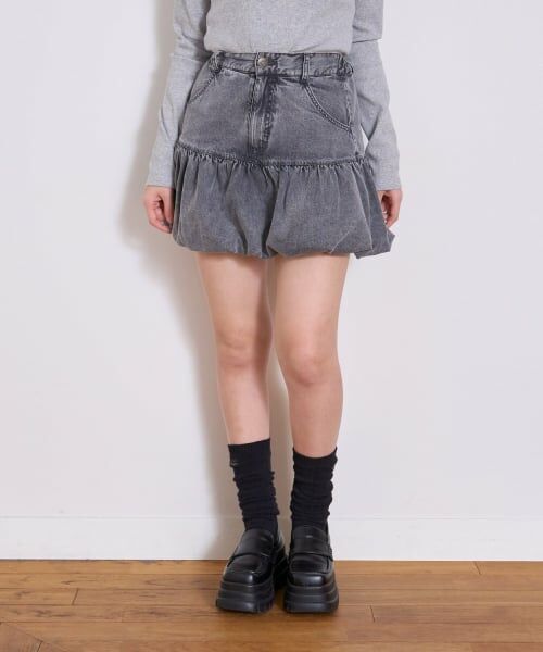 Lovetoxic / ラブトキシック ショート・ハーフ・半端丈パンツ | 【LTXC】デニムバルーンスカート（グレー）