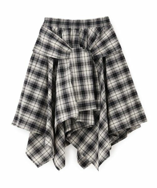 Lovetoxic / ラブトキシック ミニ・ひざ丈スカート | 【LTXC】腰巻き風チェックミディスカート（黒）