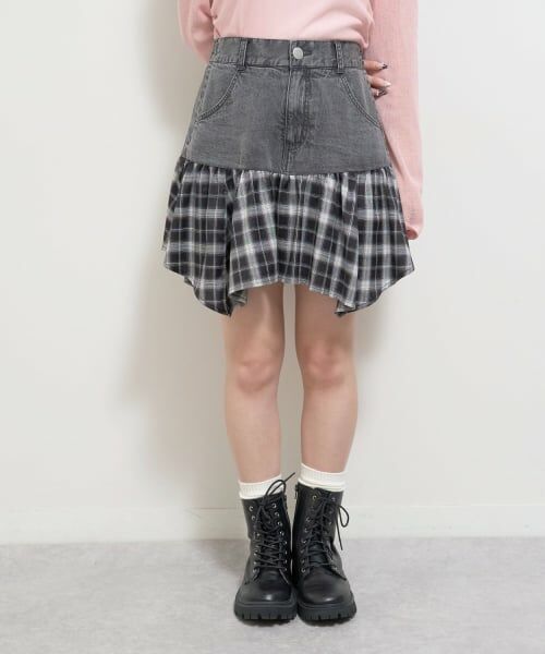 Lovetoxic / ラブトキシック ショート・ハーフ・半端丈パンツ | 【LTXC】異素材ドッキングヘムミニスカート | 詳細3