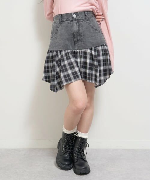 Lovetoxic / ラブトキシック ショート・ハーフ・半端丈パンツ | 【LTXC】異素材ドッキングヘムミニスカート | 詳細4