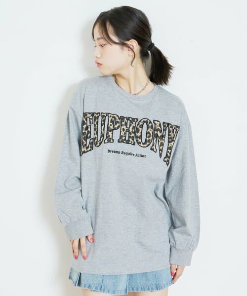 Lovetoxic / ラブトキシック Tシャツ | 【LTXC/綿100%】カレッジ柄ロゴ長袖T（トップ グレー）
