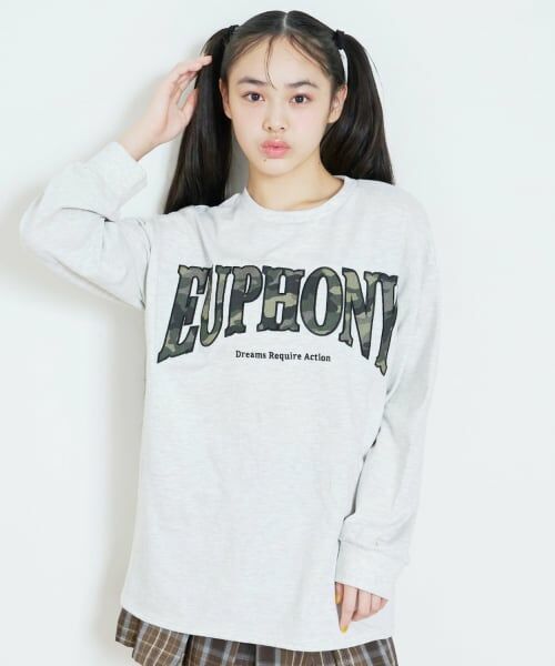 Lovetoxic / ラブトキシック Tシャツ | 【LTXC/綿100%】カレッジ柄ロゴ長袖T（シロ杢）