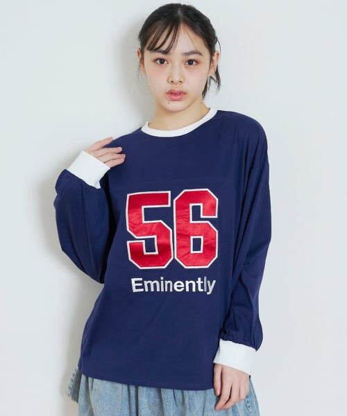 Lovetoxic / ラブトキシック Tシャツ | 【LTXC/綿100%】ナンバーアップリ長袖T（紺）