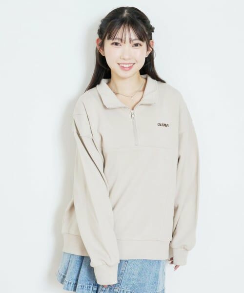 Lovetoxic / ラブトキシック スウェット | 【LTXC/綿100％】ハーフZIPプルオーバー（ベージュ）