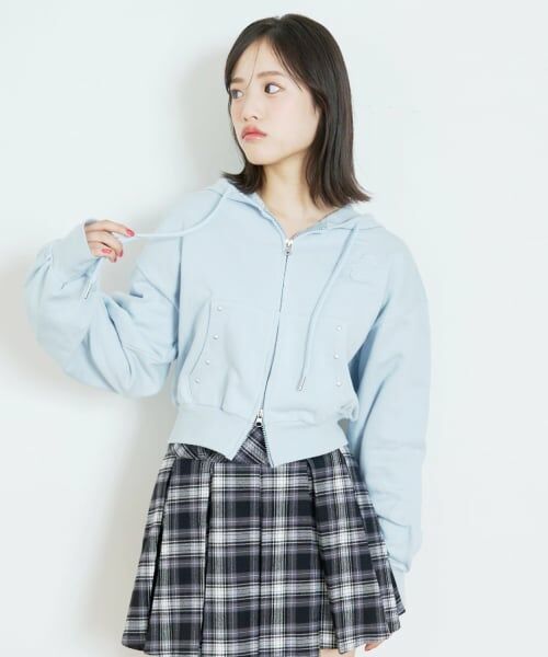 Lovetoxic / ラブトキシック パーカー | 【LTXC/綿100%/セット可】スタッズZIPパーカー（サックス）