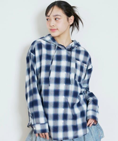 Lovetoxic / ラブトキシック パーカー | 【LTXC】チェックシャツパーカー（サックス）