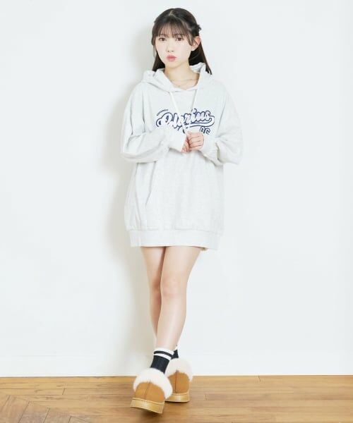 Lovetoxic / ラブトキシック ミニ丈・ひざ丈ワンピース | 【LTXC/綿100%】ロゴパーカチュニックワンピ | 詳細7