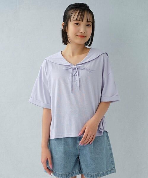 Lovetoxic / ラブトキシック Tシャツ | 【アパレルEC別注】セーラーカラー半T（ラベンダー）