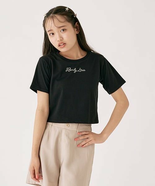 Lovetoxic / ラブトキシック Tシャツ | ラインストーンちび半T（黒）