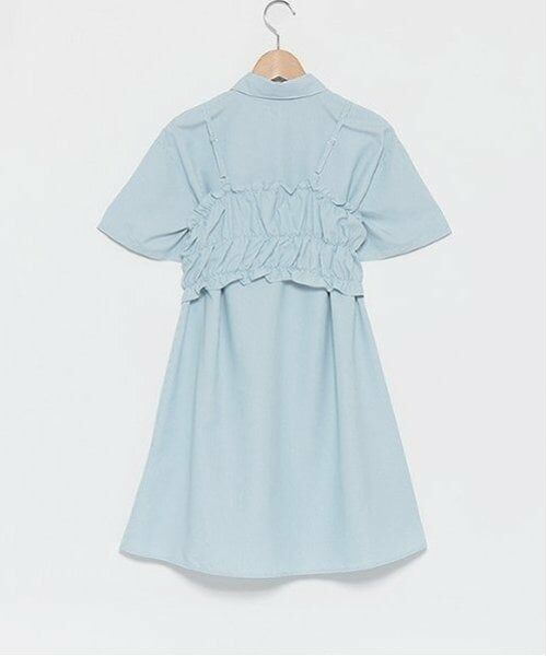 Lovetoxic / ラブトキシック ミニ丈・ひざ丈ワンピース | ビスチェ付シャツワンピース | 詳細1