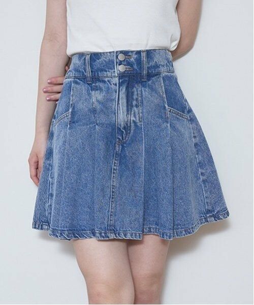 Lovetoxic / ラブトキシック ミニ・ひざ丈スカート | 【LTXC】デニムプリーツスカパン（ブルー）