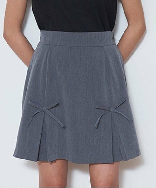 Lovetoxic / ラブトキシック ミニ・ひざ丈スカート | リボンボックスプリーツスカート（グレー）