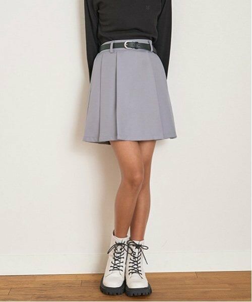 Lovetoxic / ラブトキシック ミニ・ひざ丈スカート | 【GOODPRICE】無地プリーツスカパン（グレー）