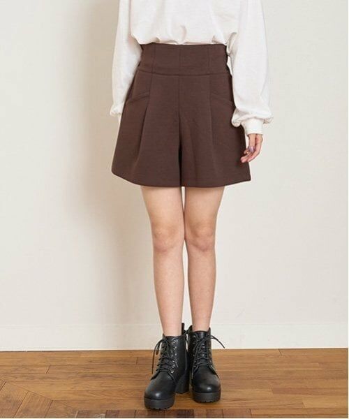 Lovetoxic / ラブトキシック ショート・ハーフ・半端丈パンツ | 【GOODPRICE】カットハイウェストショートパンツ（茶）