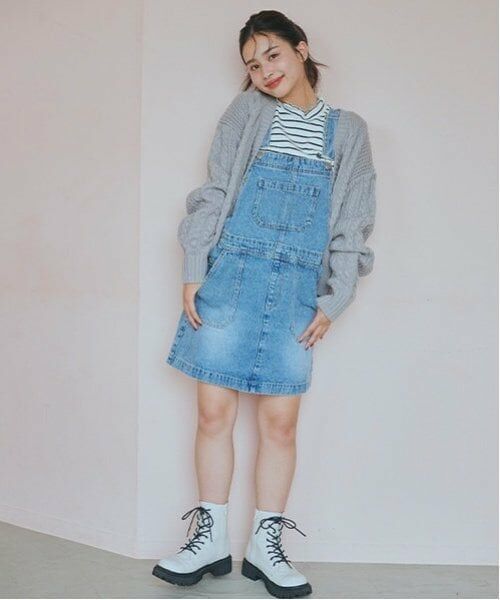 Lovetoxic / ラブトキシック ミニ丈・ひざ丈ワンピース | デニムジャンスカ（ブルー）