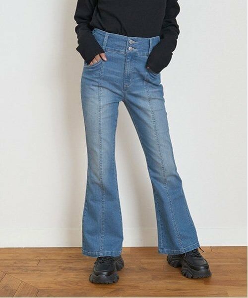 Lovetoxic / ラブトキシック その他パンツ | ハイウエストフレアデニムパンツ（ブルー）