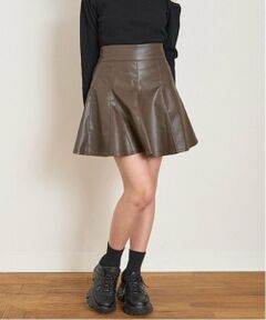Lovetoxic / ラブトキシック ミニ・ひざ丈スカート | レザー風フレアスカパン