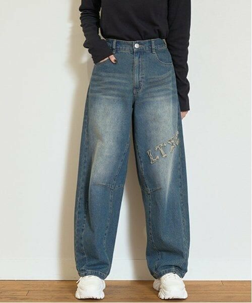 Lovetoxic / ラブトキシック その他パンツ | 【LTXC】フリンジロゴデニムパンツ（紺）