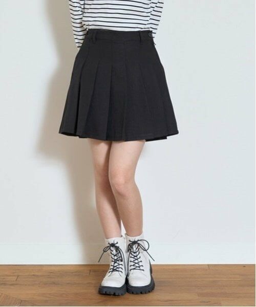 Lovetoxic / ラブトキシック ミニ・ひざ丈スカート | 【GOODPRICE】無地プリーツスカパン(黒)