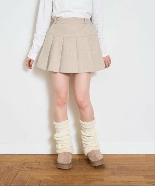 Lovetoxic / ラブトキシック ミニ・ひざ丈スカート | ウールライクプリーツスカパン(アイボリー)