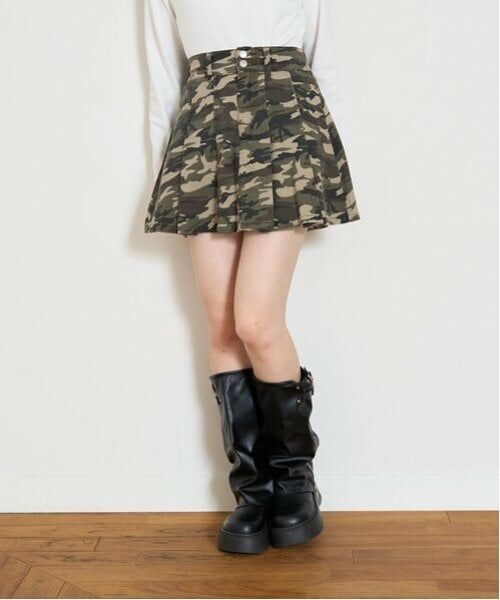 Lovetoxic / ラブトキシック ミニ・ひざ丈スカート | 【LTXC】カモフラ柄プリーツスカパン(カーキ)