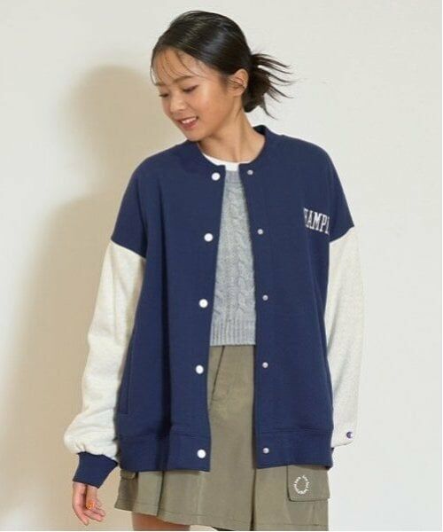 Lovetoxic / ラブトキシック ブルゾン | 【Champion】【綿100％】裏起毛スタジャン（紺）