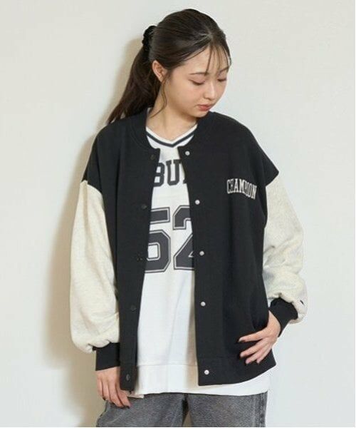 Lovetoxic / ラブトキシック ブルゾン | 【Champion】【綿100％】裏起毛スタジャン（黒）