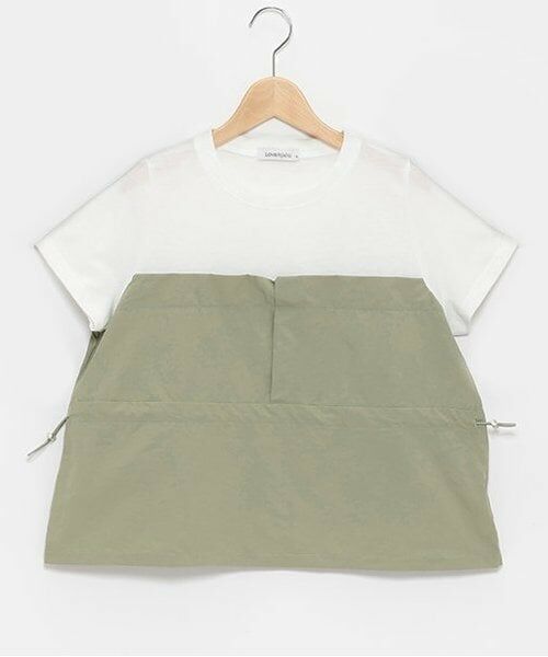 Lovetoxic / ラブトキシック Tシャツ | レイヤードペプラム半T（薄カーキ）