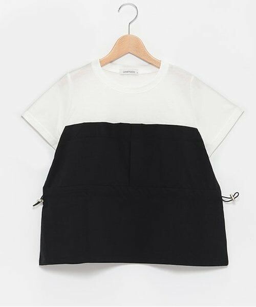 Lovetoxic / ラブトキシック Tシャツ | レイヤードペプラム半T（黒）