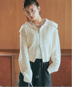 【洗える】ケーブルニットジップカーデ