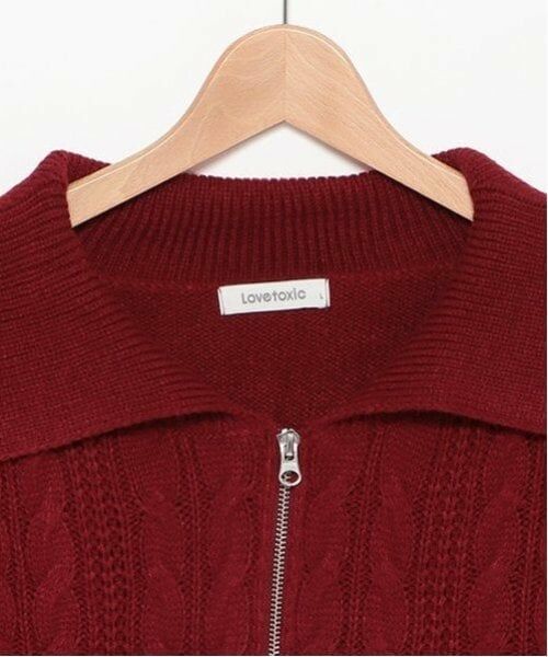Lovetoxic / ラブトキシック カーディガン・ボレロ | 【洗える】ケーブルニットジップカーデ | 詳細2