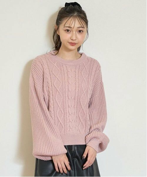 Lovetoxic / ラブトキシック ニット・セーター | 【GOODPRICE】ケーブルニットプルオーバー(ピンク)
