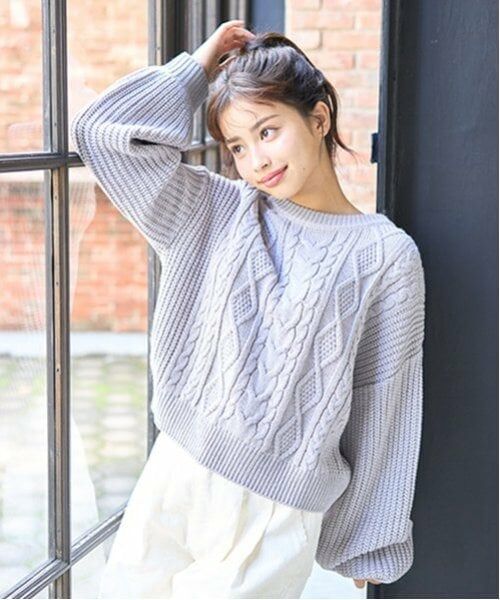Lovetoxic / ラブトキシック ニット・セーター | 【GOODPRICE】ケーブルニットプルオーバー(トップ グレー)