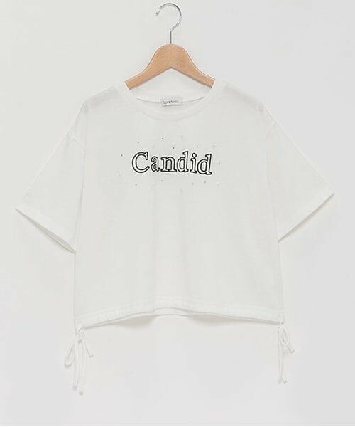 Lovetoxic / ラブトキシック Tシャツ | ビジュードロスト半T（オフ ホワイト）
