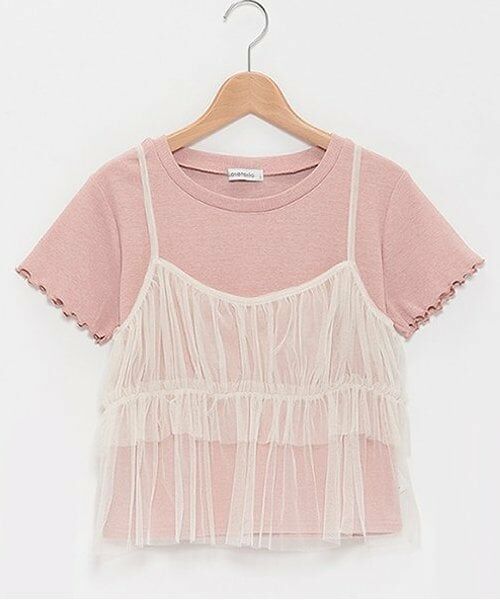 Lovetoxic / ラブトキシック キャミソール・チューブトップ | ラメインナー付チュールキャミソール（ピンク）