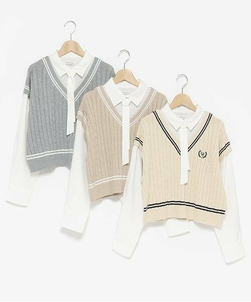 Lovetoxic / ラブトキシック シャツ・ブラウス | ニットベストレイヤードブラウス | 詳細11