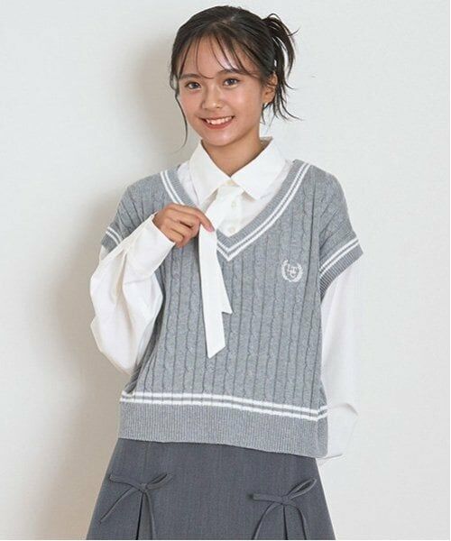 Lovetoxic / ラブトキシック シャツ・ブラウス | ニットベストレイヤードブラウス（トップ グレー）