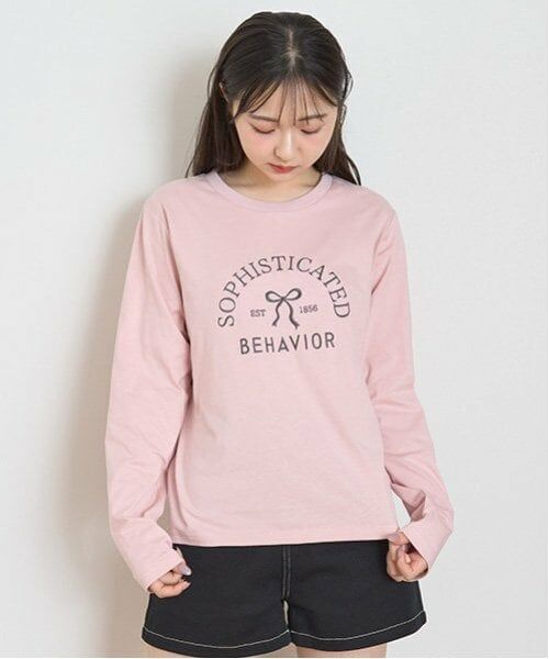 Lovetoxic / ラブトキシック Tシャツ | 【GOODPRICE】リボン刺しゅう長袖Tシャツ（ピンク）