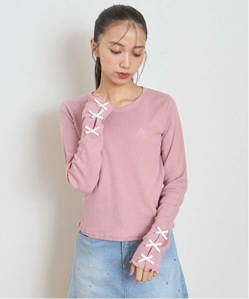 Lovetoxic / ラブトキシック Tシャツ | リボンテレコ長袖Tシャツ（ピンク）