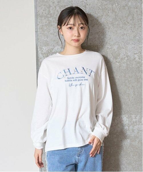 Lovetoxic / ラブトキシック Tシャツ | オーガビッツフラワー刺繍長T（オフ ホワイト）