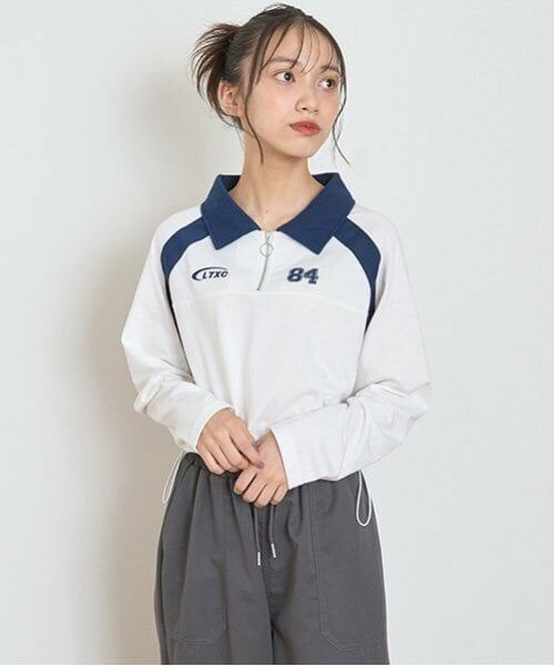 Lovetoxic / ラブトキシック Tシャツ | 【LTXC】ハーフジップドロスト長袖Tシャツ（オフ ホワイト）